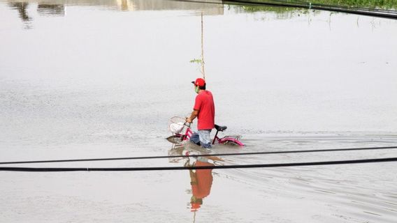 Heavy Rain, Porong Highway Submerged By One Meter Flood