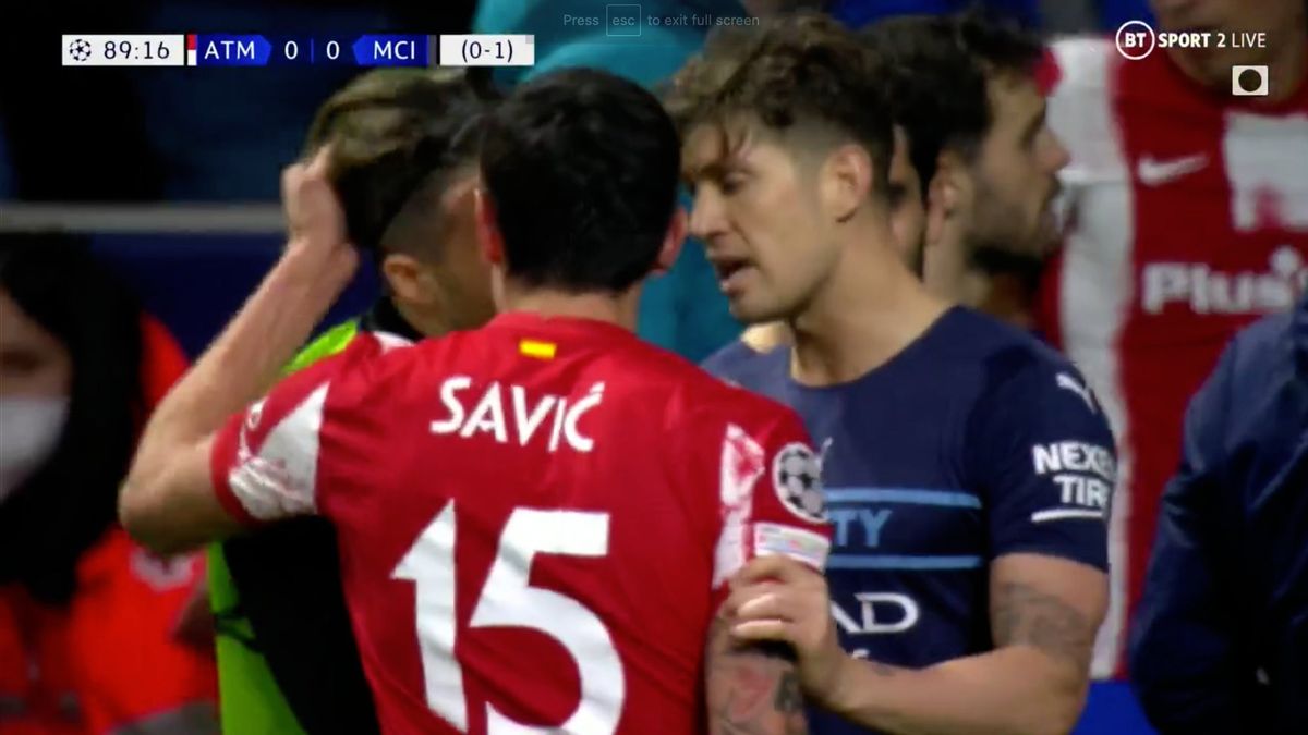 Atlético Madrid Vs Man City Chaos, Stefan Savic Drags Phil Foden And Grabs Jack Grealish