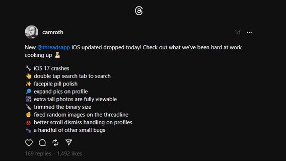 Pembaruan Threads Bawa Dukungan untuk iOS 17 dan Banyak Lagi