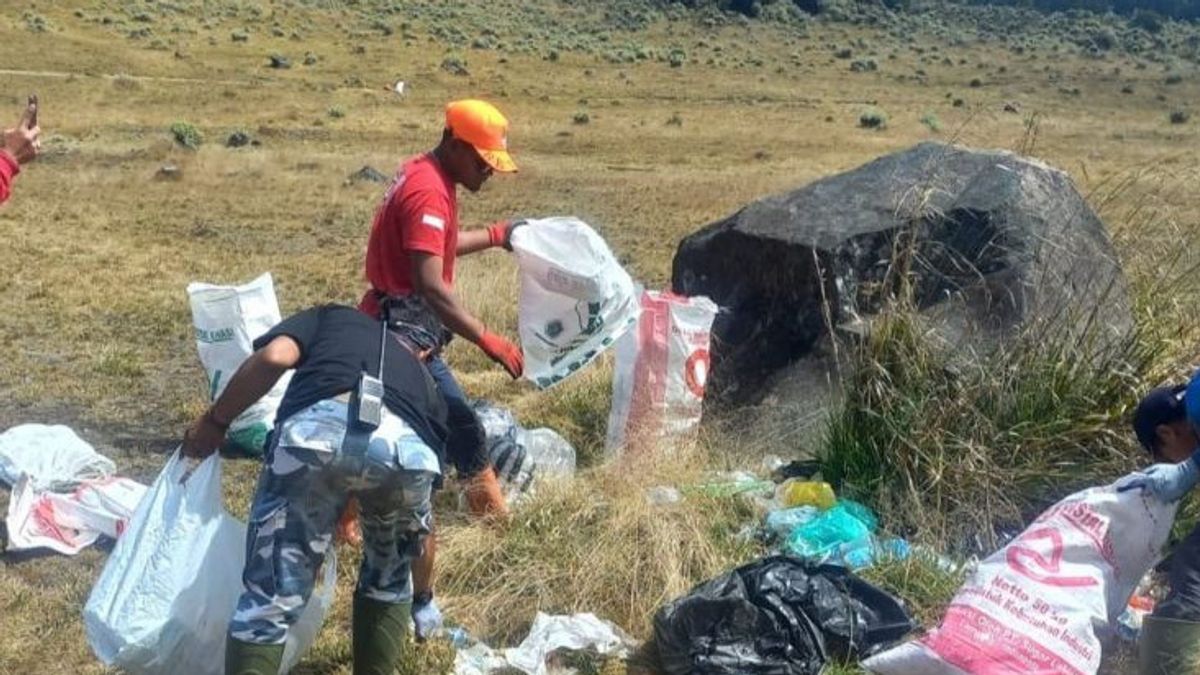 TNGGP abaisse 1 tonne de déchets depuis le sommet du mont Gede Pangrango