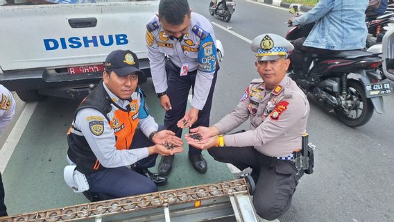 Petugas Gabungan Sterilisasi Ranjau Paku di Jalan DI Panjaitan