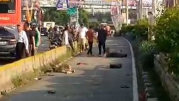 Pedestrian Dies By Suzuki GSX Motorcycle On The Busway Line Near Kampung Melayu