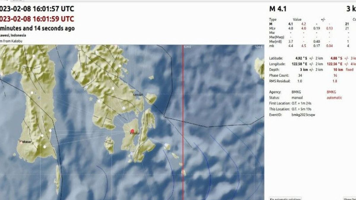 BMKG:ラワの南東にあるブトン断層活動が西ムナの浅い地震を引き起こす