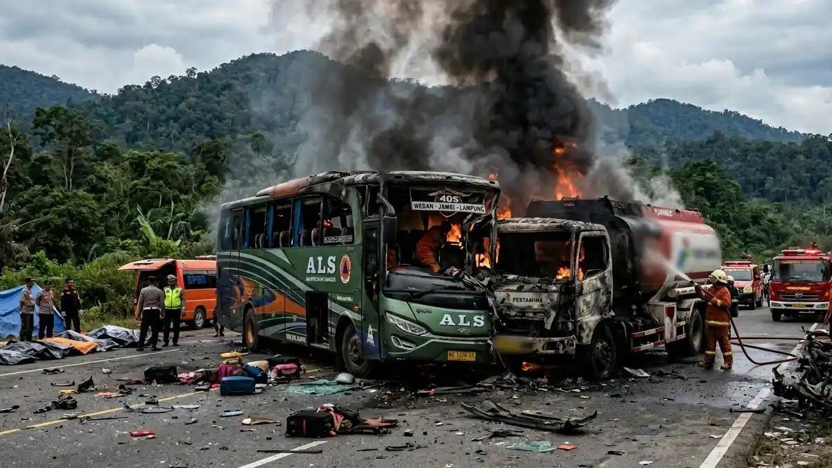 Bus ALS dan Truk Tangki BBM Tabrakan di Muratara, Diduga Hindari Jalan Berlubang