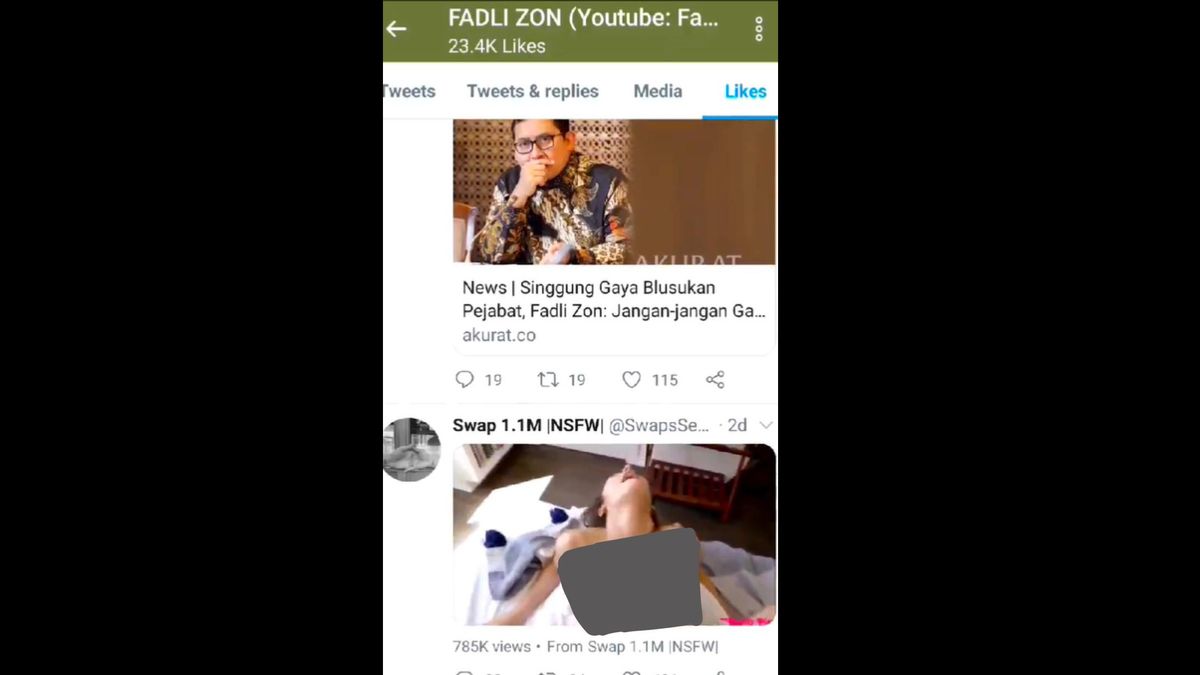 Fadli Zon's Twitter Account Was Found To Be Like A Porn Account. 