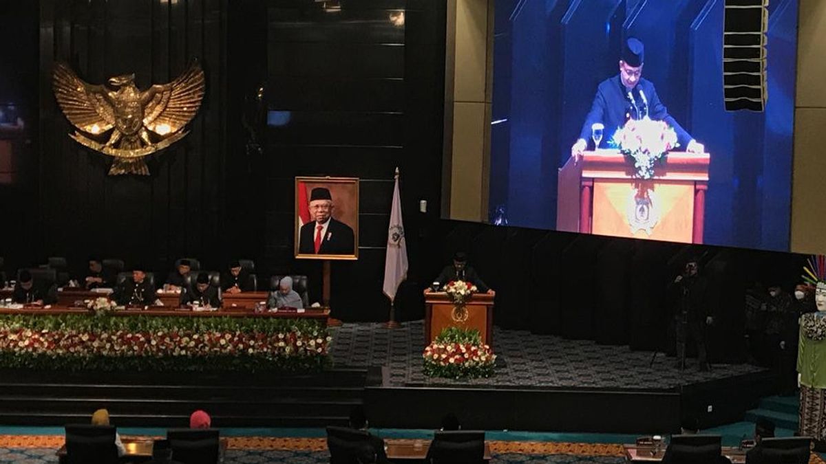 At The DKI Jakarta Anniversary Plenary Meeting, Anies Thanked The Previous Governor