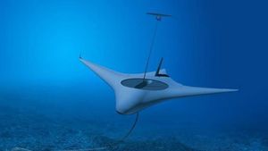 جاكرتا - غاراب الطائرة بدون طيار تحت الماء للقوة العسكرية في المحيط الهادئ ، أوتاراليا - الولايات المتحدة الأمريكية أعطى اسم Ghost Shark-Manta Ray