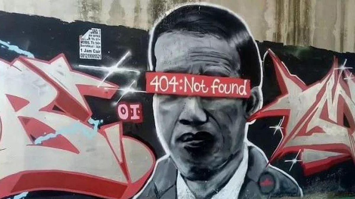 壁画 '404： 没有发现' 在 Jokowi 的脸上， 警察确保不处理， 因为艺术表达