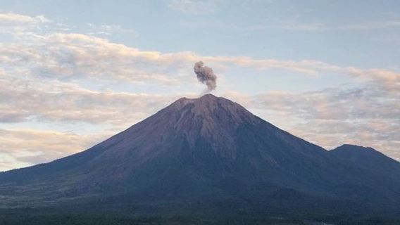 星期一早上,塞梅鲁山再次爆发,伴随着阿布火山喷发