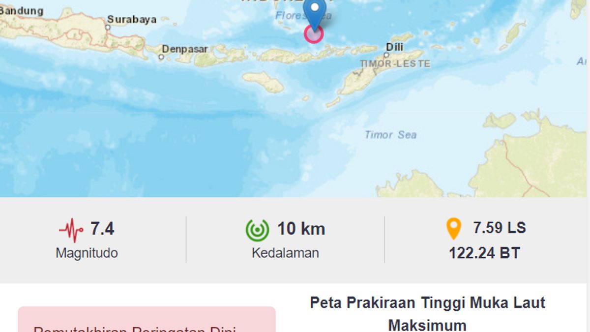 <i>Breaking News!</i> Tsunami Akibat Gempa Magnitudo 7,4 NTT Terdeteksi 0,07 Meter di Marapokot dan Reo