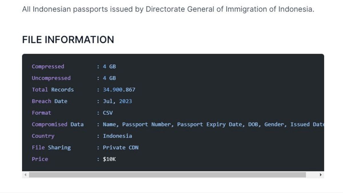 Leak Again! Now It's Time For 34 Million Indonesian Passport Data To Be Sold On The Dark Web