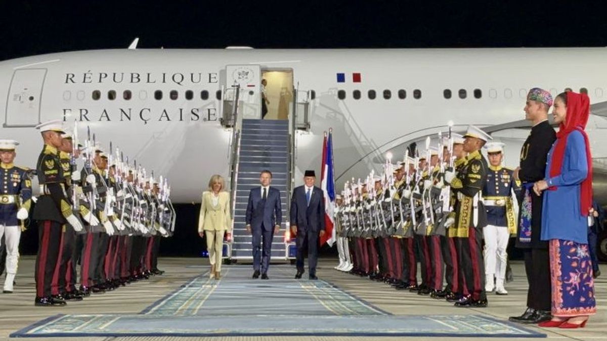 French President Macron Accompanied By His Wife Brigitte Arrives In Jakarta