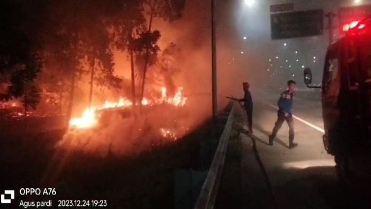 Fire At The Exit Of The Lematang Toll Road, South Lampung Firefighters Experienced Difficulties