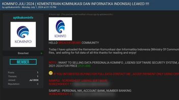 إندونيسيا أصبحت قراصنة مستهدفين ، والآن حان دور بيانات Kominfo التي يتم تسريبها على شبكة الإنترنت المظلمة