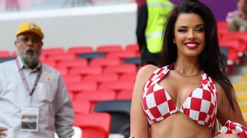 مشجعة المنتخب الكرواتي عارضة الأزياء المثيرة إيفانا نول محاطة بالمشجعين في قطر ، طلبت التقاط الصور حتى مكتظة