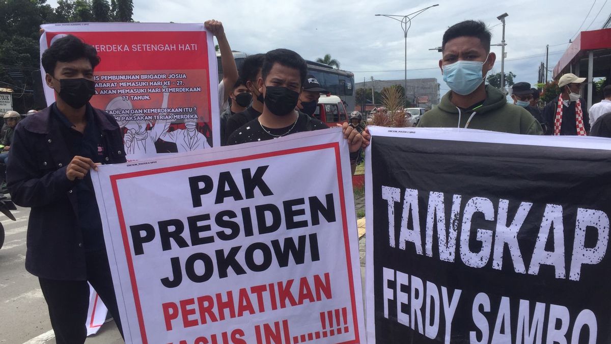 Bawa Poster Ferdy Sambo, Mahasiswa di Medan Demo, Minta Kasus Pembunuhan Brigadir J Diungkap Tuntas Hingga ke Dalangnya