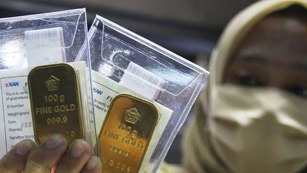 سعر الذهب انتام يرتفع Rp6,000 إلى Rp1,136,000 لكل جرام