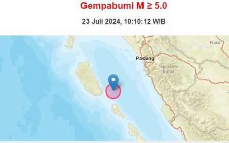 Getaran Gempa Magnitudo 5 yang Guncang Mentawai Terasa Hingga ke Padang, Tak Berpotensi Tsunami