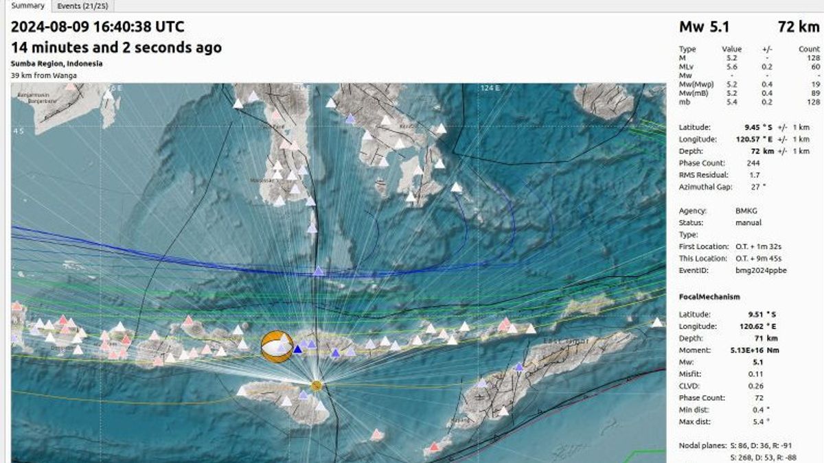 BMKG : Un tremblement de terre de magnitude 5,1 dans l’est de Sumba, sans potentiel de tsunami