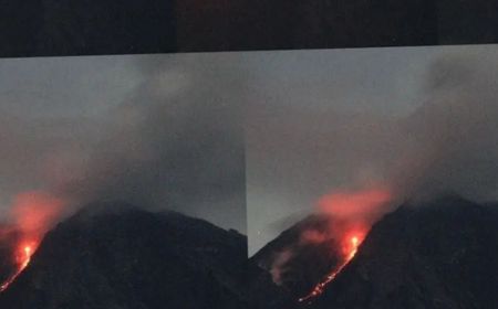 Penampakan Guguran Lava Pijar Gunung Semeru