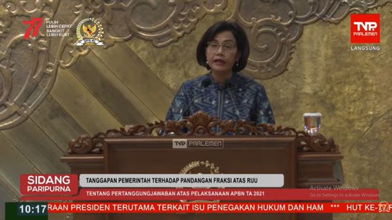 Sri Mulyani Tanggapi Pandangan Fraksi DPR Atas RUU Pertanggungjawaban APBN 2021