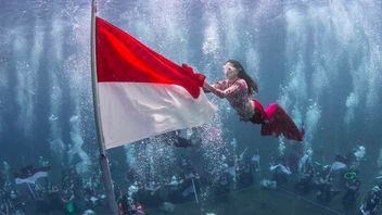 Tampil bak Putri Duyung, Gubernur Maluku Utara Sherly Tjoanda Kibarkan Bendera Merah Putih di Bawah Laut
