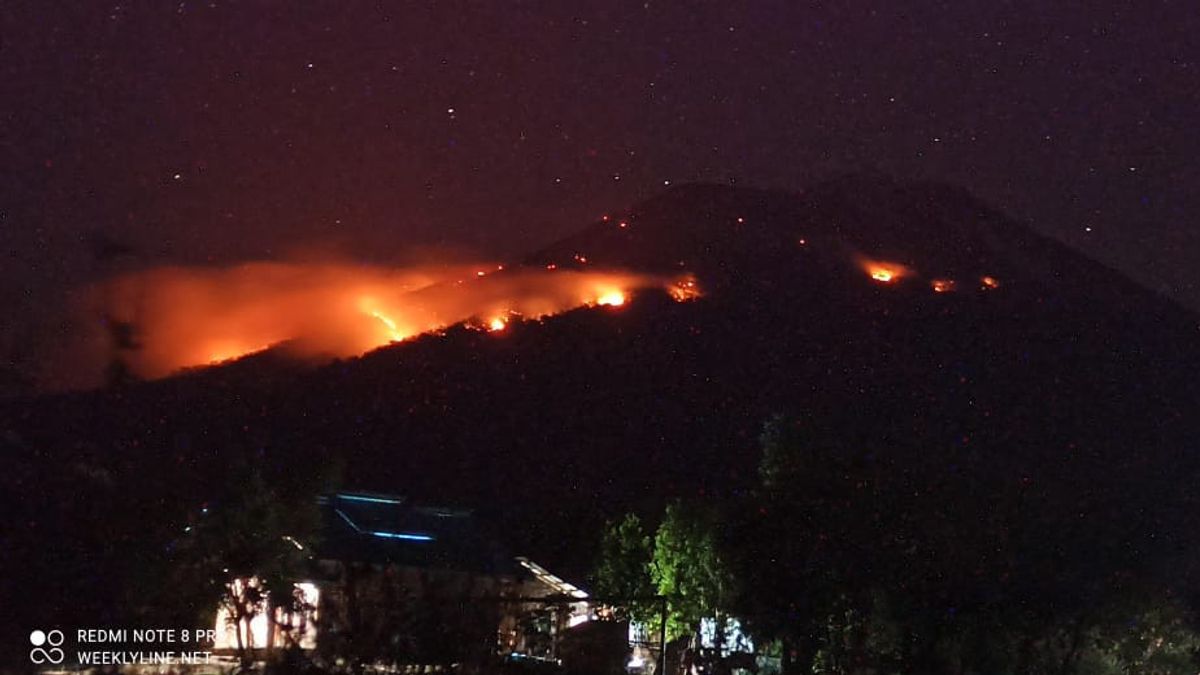 火山レノトロックNTTの白熱溶岩噴火による森林火災、消火困難