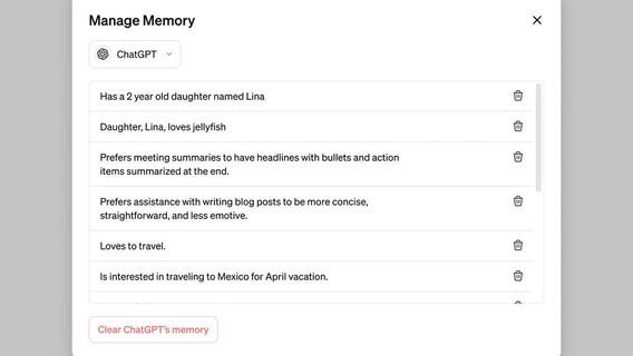 OpenAI Uji Coba Fitur Memori di ChatGPT, Bisa Ingat Semua Percakapan Pengguna