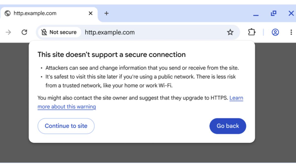 سيعرض Google Chrome تنبيها بزيارة موقع الويب بدون اتصال HTTPS