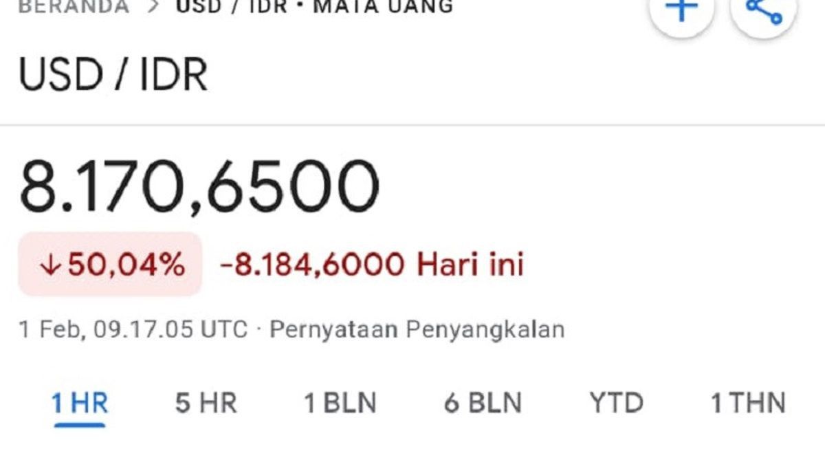 Not Only The US Dollar, The Euro Exchange Value Of The Rupiah Is Also A Error On Google