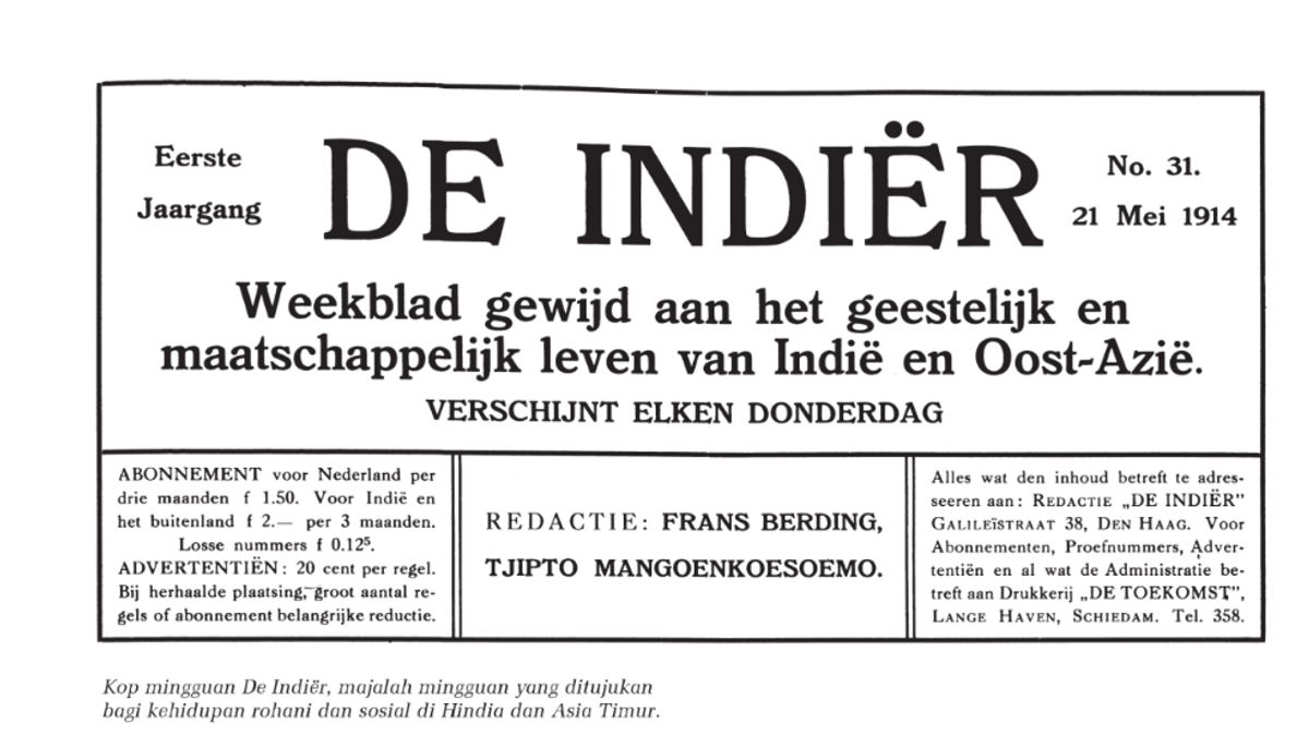 Majalah De Indier Milik Tjipto Mangoenkoesoemo Terbit Perdana di Belanda dalam Sejarah Hari Ini, 23 Oktober 1913