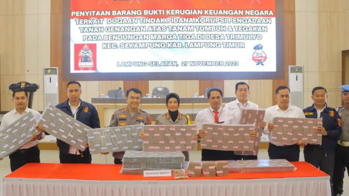 Polda Lampung Sita Uang Rp9,3 Miliar Barang Bukti Korupsi Bendungan Marga Tiga