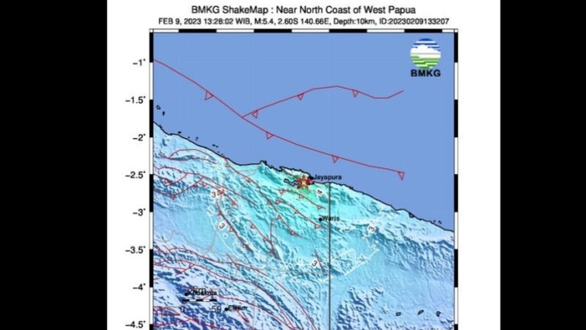 BMKG:マグニチュード5.4の地震がパプア地域を揺るがす