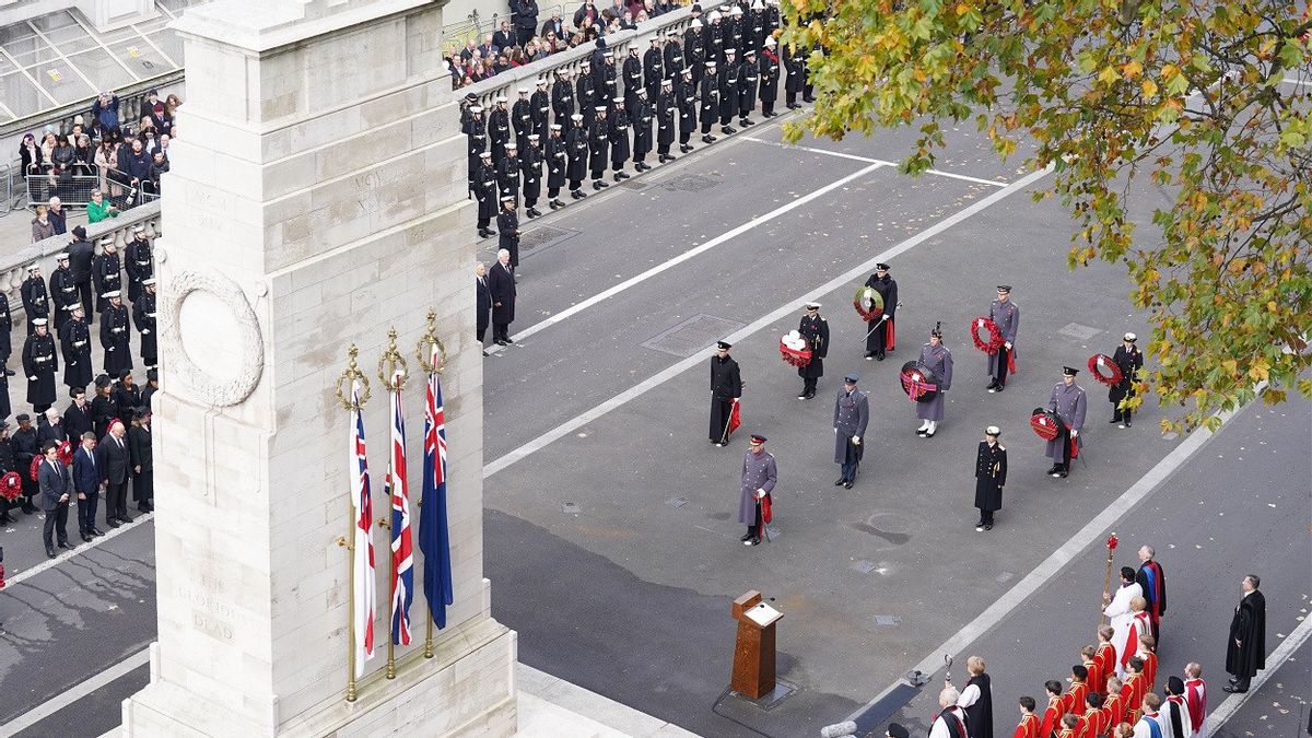 Prime King Charles III Remembrance Sunday, Attended By Rishi Sunak And The Former British Prime Minister