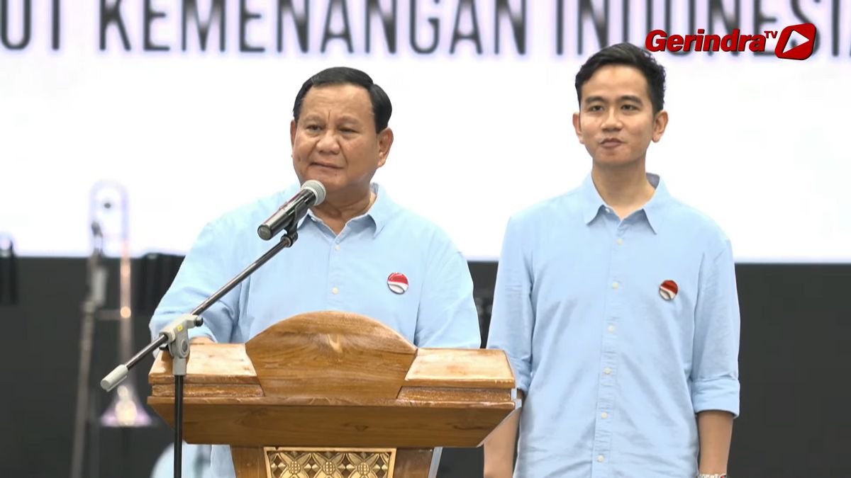 Prabowo Subianto在Merdeka Arena宣布Rosan Roeslani的名字作为国家竞选团队的负责人