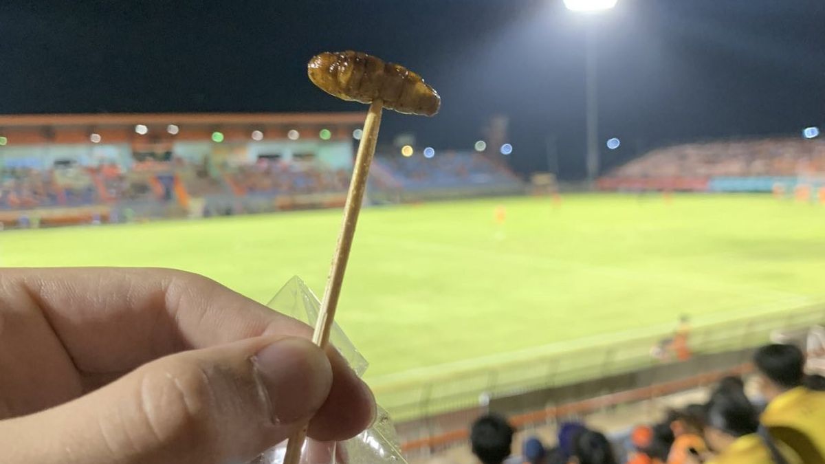 Fans Klub Thailand Pamer Makan Belatung Saat Jeda Pertandingan, Netizen Bandingkan Dengan Hot Dog di Markas Arsenal