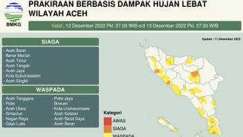 BMKG：亚齐7个地区/城市处于洪水警报状态