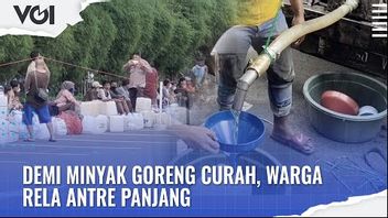 ビデオ:バルク食用油の場合、住民は東ジャカルタのチピナンで長い列に並んで喜んでいる
