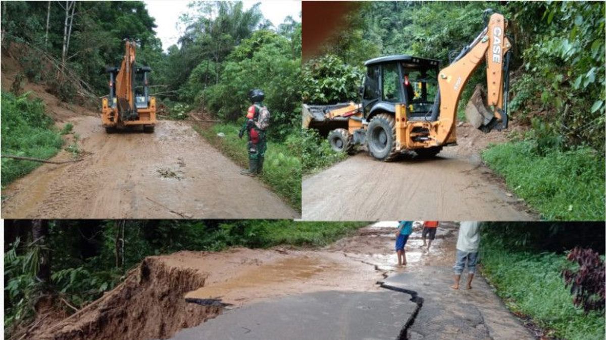 نشر 3 معدات ثقيلة لتنظيف مواد الانهيارات الأرضية في ريمبو القرم كاجاي، سومطرة الغربية