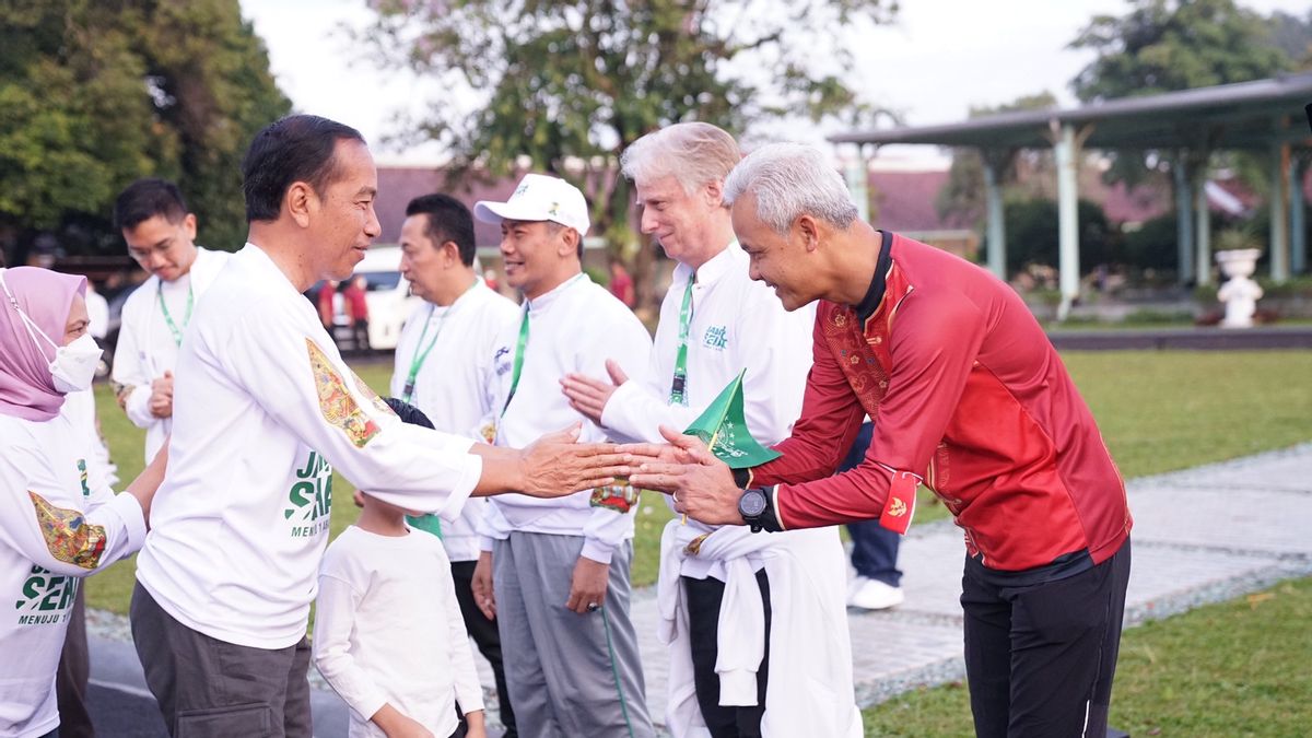 Ganjar Pranowo Jalan Sehat With Jokowi And Puan Maharani At The Event Towards A Century NU