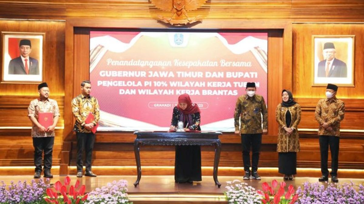 获得10%的参与权益，东爪哇的六个摄政区管理两个石油和天然气工作区