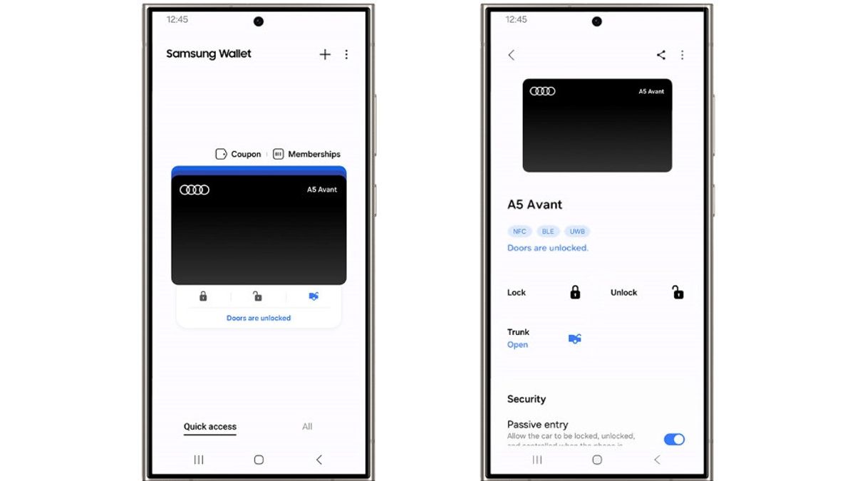 تدعم محفظة سامسونج الآن المفتاح الرقمي لسيارات أودي، مما يتيح تشغيل السيارات باستخدام الهواتف المحمولة