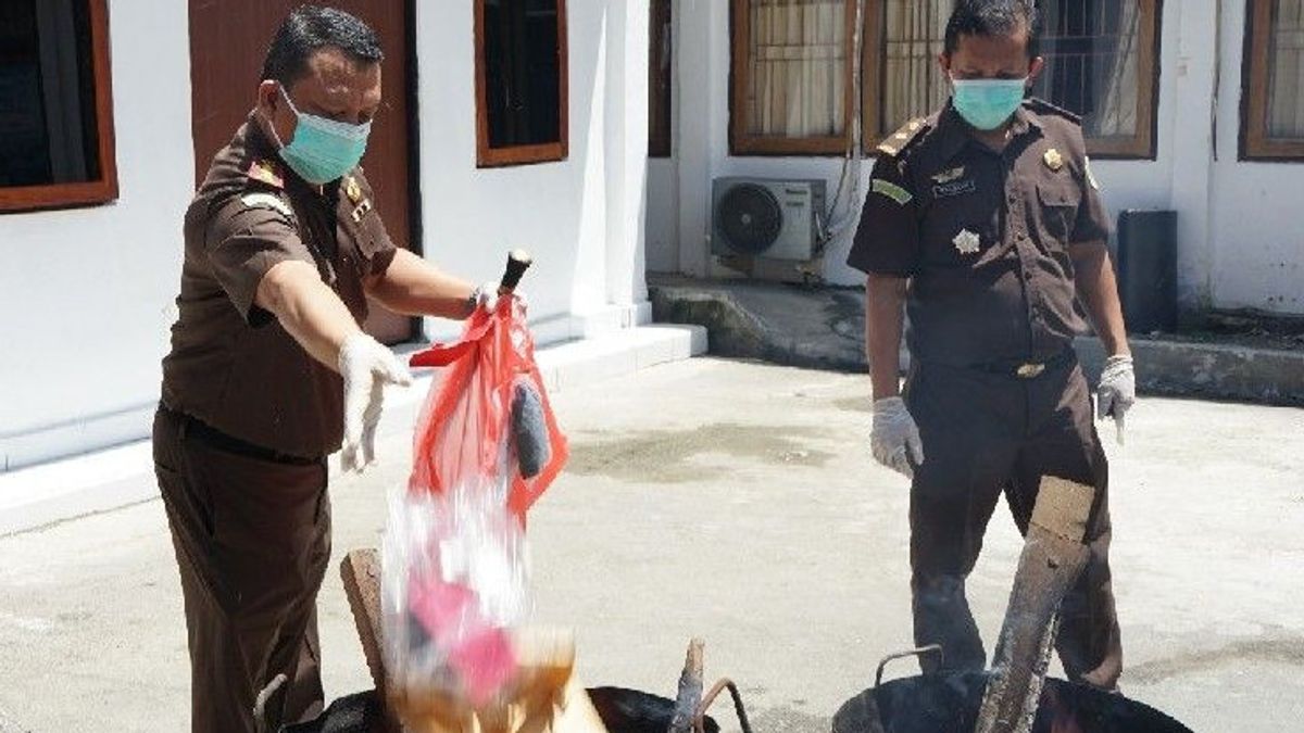 Jayapura Kejari Destroys Evidence Of 2 Kg Of Marijuana And Shabu From 81 Cases