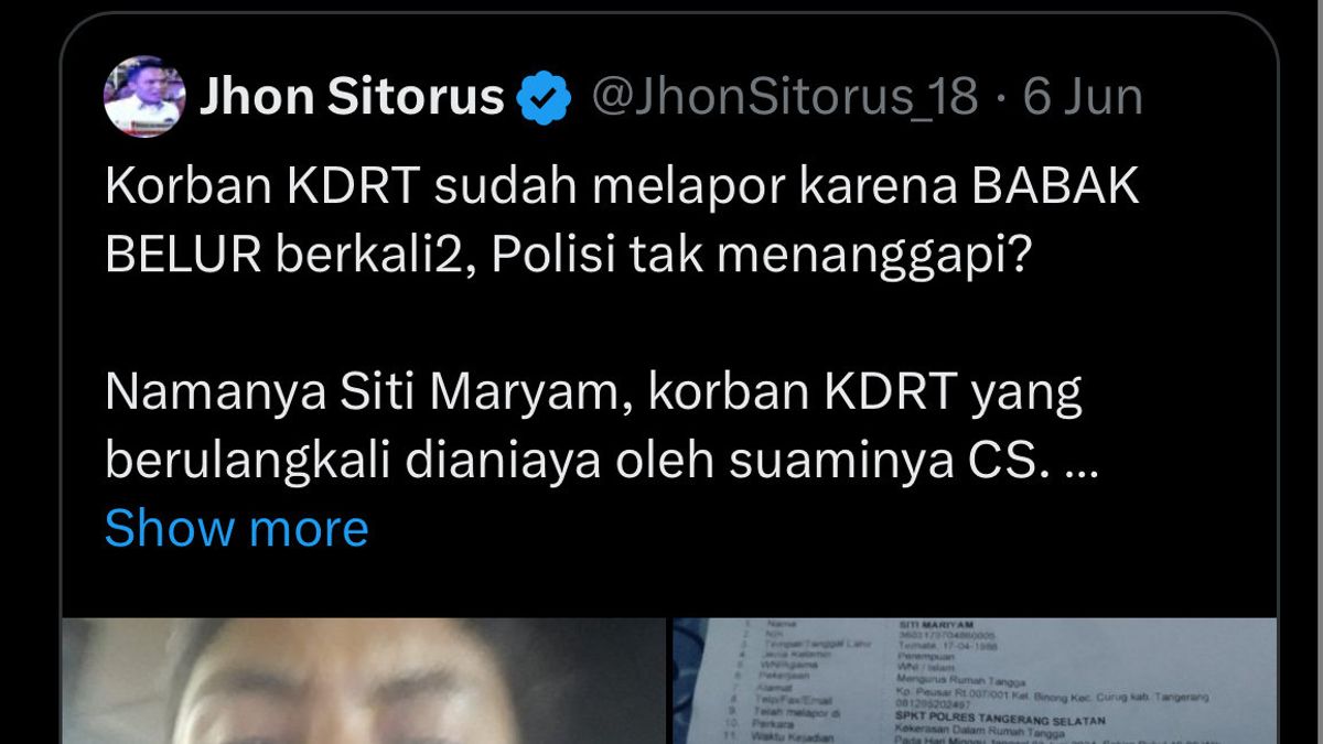 Heboh Kasus Dugaan KDRT Siti Maryam Tidak Ditangani Polisi, Sekpri Kapolri Turut Kicau di Medsos