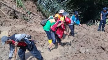 SAR Team Assisted By Tracking Dogs Search For Victims Buried By Landslides In Pasirkuda Cianjur