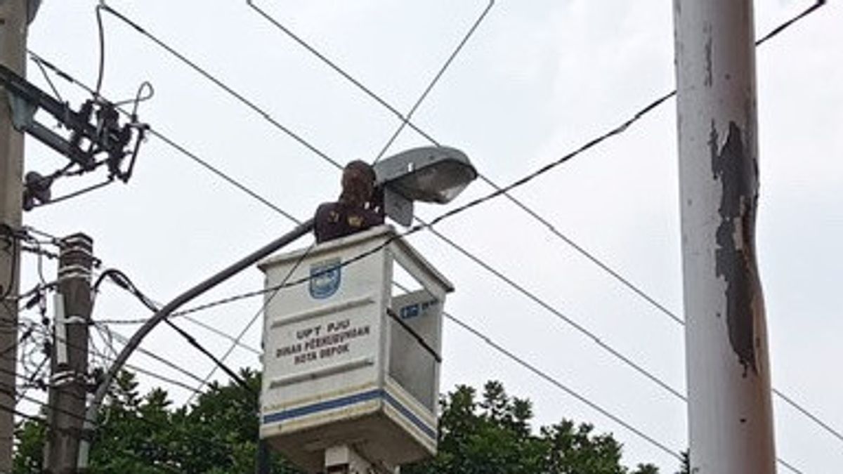 10 Thousand More Street Lights In Depok 'Guarded' 15 People And 4 Crane Cars