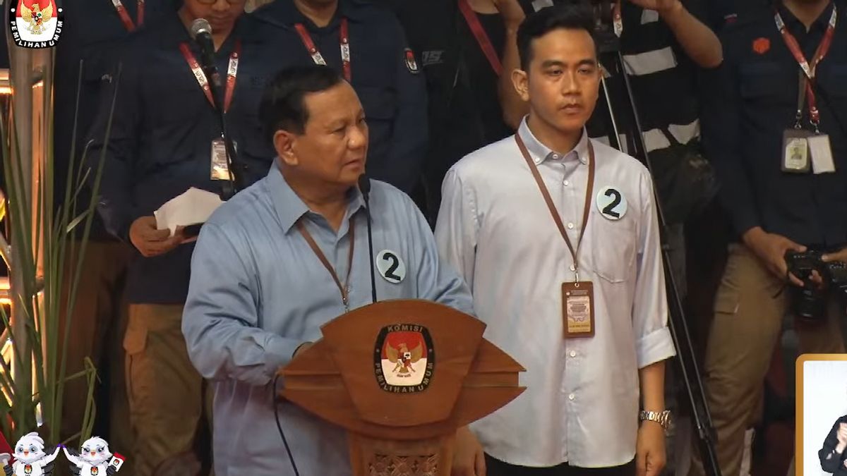Pidato Prabowo 'Diganggu' Suporter Anies-Imin di KPU, Berulang-ulang Teriak 'AMIN' 