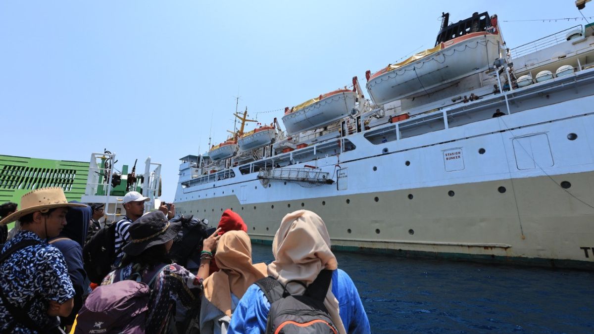 PELNI船に送還されたカリムンジャワの何百人もの観光客