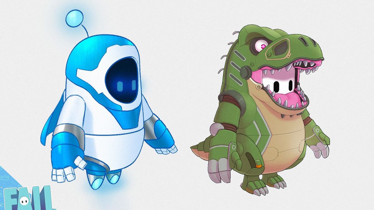 New Fall Guys Game Character, Astro Bot Wears Adorable T-Rex Costume