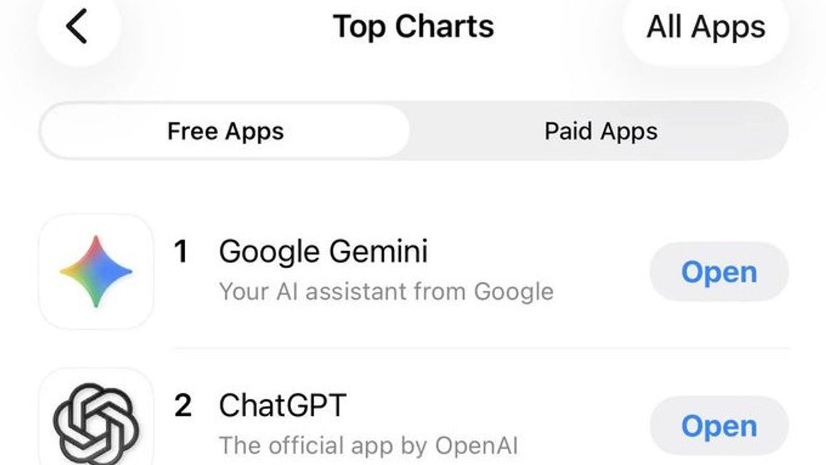 Gemini Geser ChatGPT Jadi Aplikasi iPhone Gratis Terpopuler